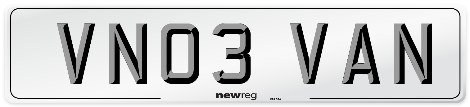 VN03 VAN Number Plate from New Reg